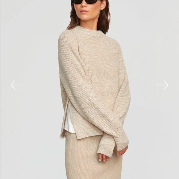 Never worn Modern Citizen oatmeal Boyfriend side slit sweater, Medium - Picture 5 of 6